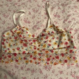 VS Pink Bralette Floral Size M NWOT